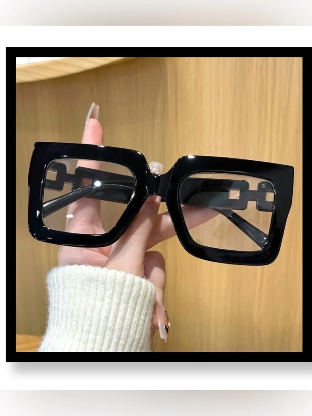 New Women’s Classic Oversized Black Square Glasses